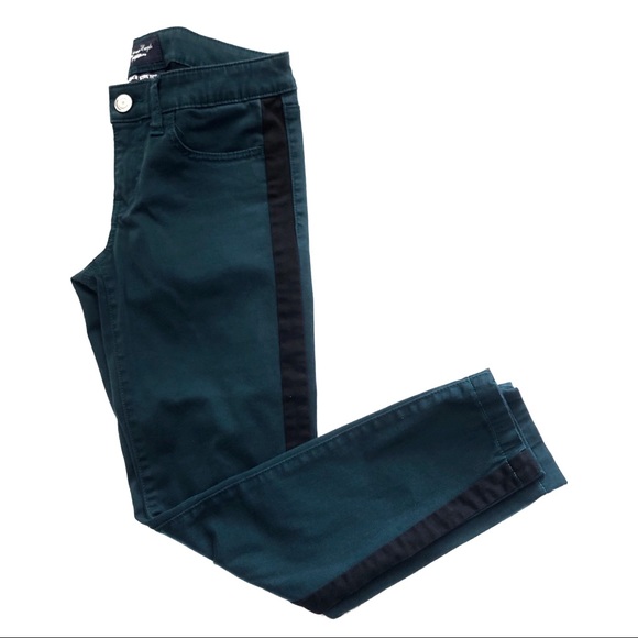AEO | BLACK TUXEDO STRIPE TEAL JEGGING - Picture 1 of 5